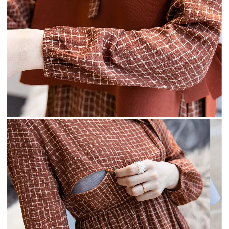 Комплект из 2 предметов с галстуком бабочкой в клетку для кормящих матерей платья