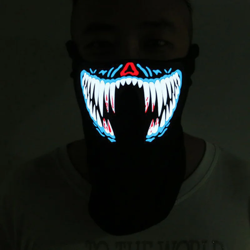 Halloween LED Masks Clothing Big Terror Cold Light Helmet Fire Festival Party Glowing Dance Steady On Driver Cycling Mask | Дом и сад