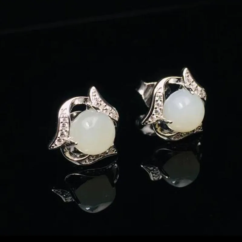 Женские серьги-гвоздики из серебра 925 пробы с цирконом | Украшения и аксессуары