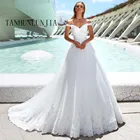 2021 с открытыми плечами белые свадебные платья с кружевной аппликацией, без рукавов, со шнуровкой с длинным шлейфом Свадебные платья Vestido De Noiva
