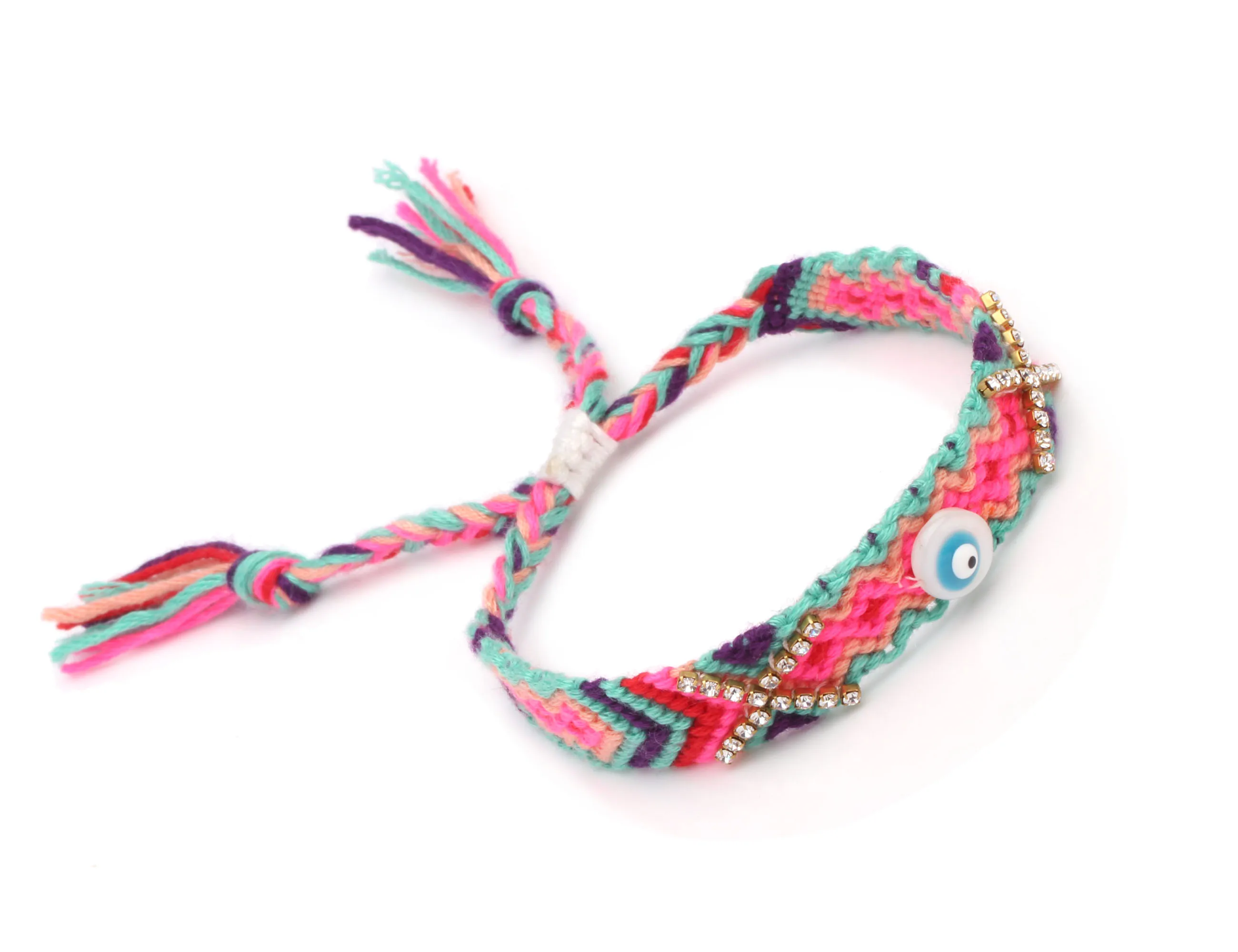 Boho Shell сглаза X Крест Кристалл тканый браслет дружбы для женщин мужчин хиппи