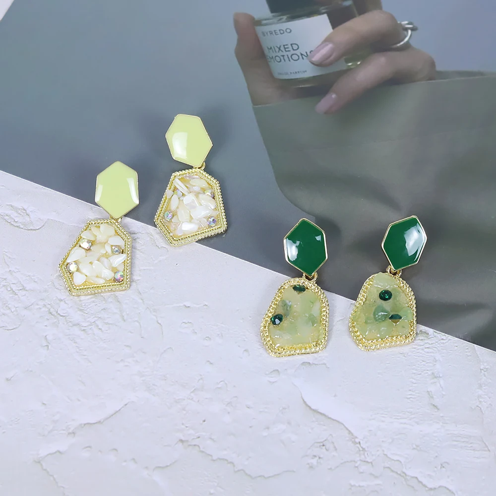 Серьги-подвески женские в стиле ретро инкрустированные гравием корейские