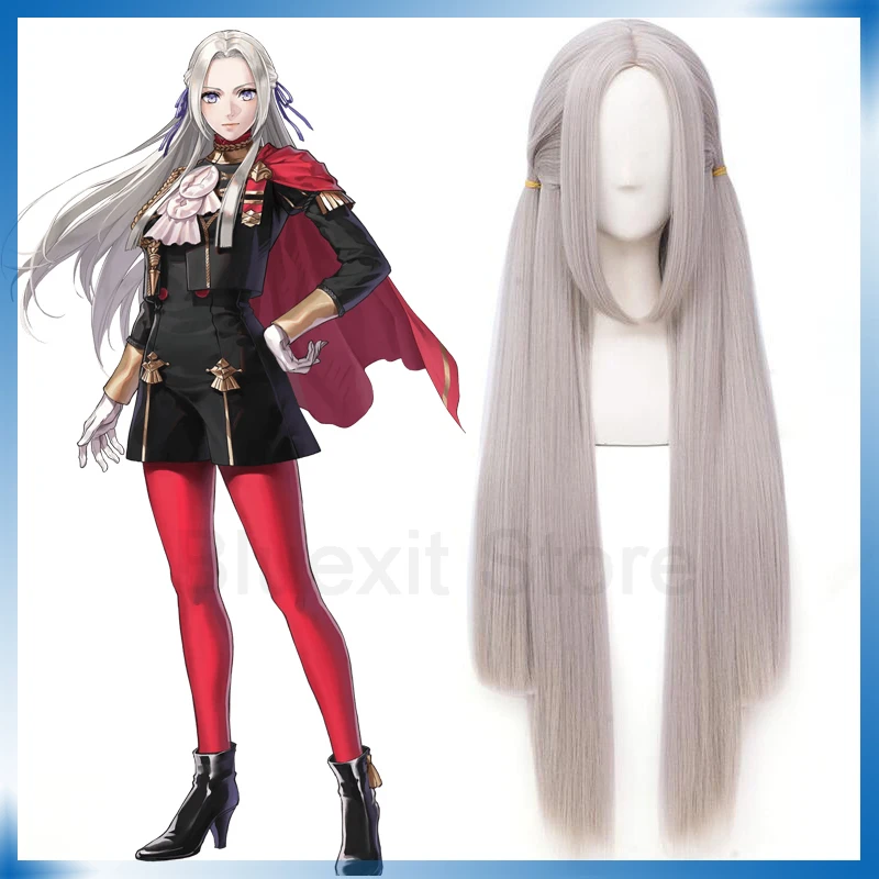 Огненная эмблема ThreeHouses парик Edelgard Von Fresberg Косплей волосы 100 см длинные прямые