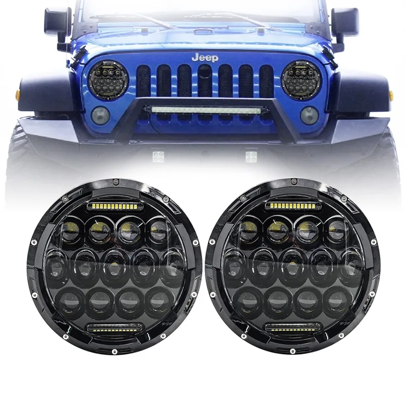 

FADUIES 2psc 7icnh 75 Вт светодиодный фары лампы Halo DRL для Jeep Wrangler JK Приглашаем посетить наших заказчиков выставку CJ LJ Hummer H1 H2 светодиодный фары дальне...