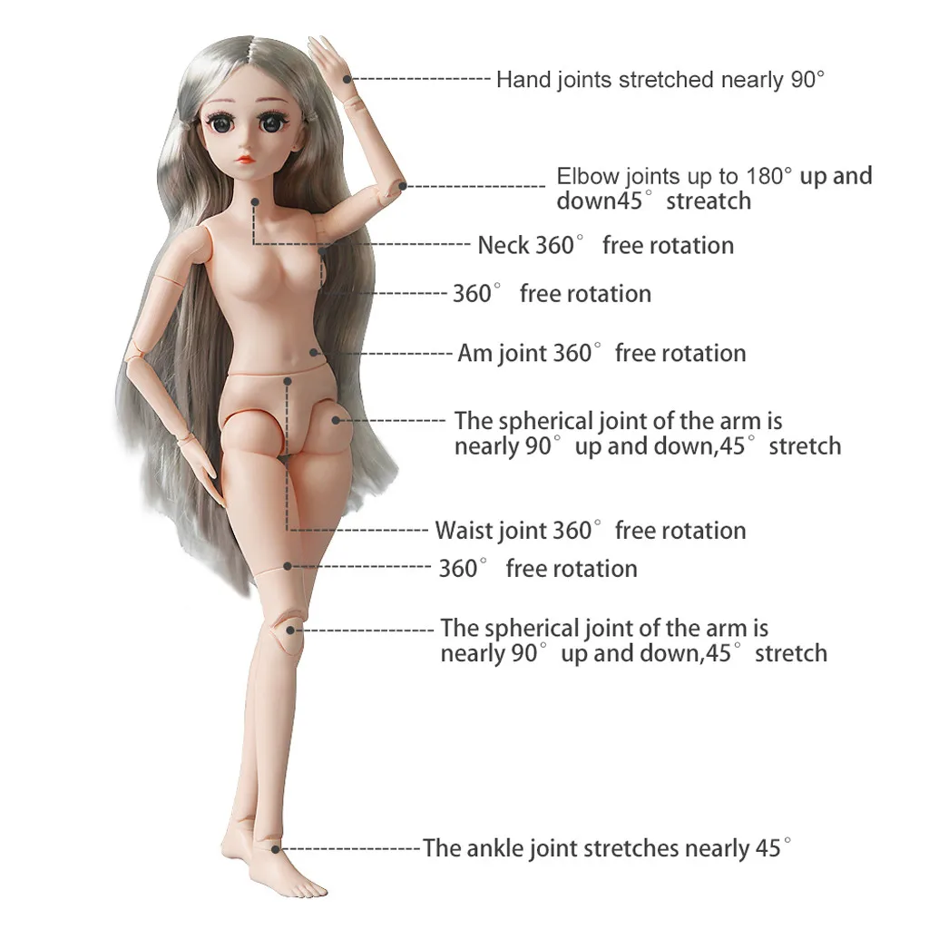 Lifelike Fashion Girl Simulation 3D Princess Dolls Original Handmade Doll Jointed Children Toys For Birthday Gifts#g4 | Игрушки и хобби