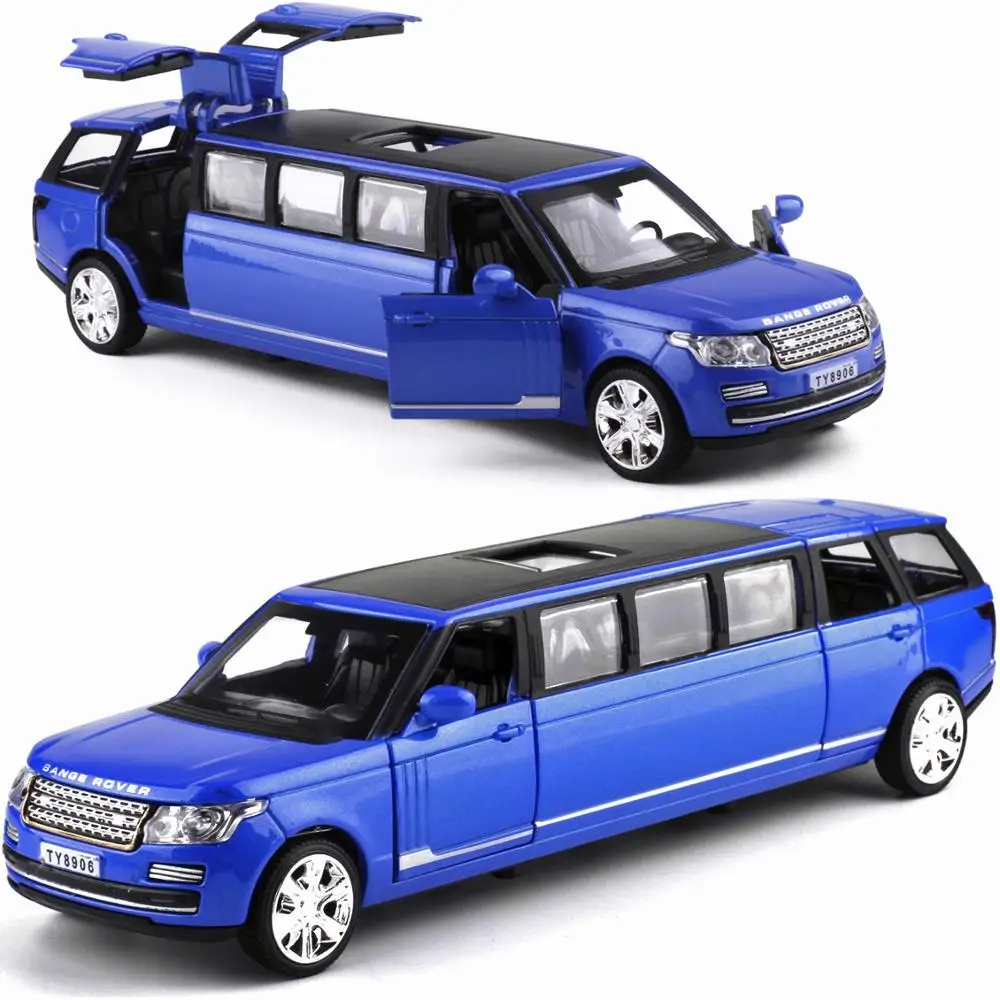 Модель 1/32 расширенного автомобиля # TY8906B литая синяя Игрушечная машина 4 двери