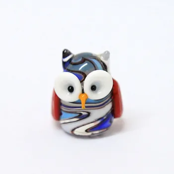 Handmade mini glass Owl craft figurine Japan Style Cartoon animal Ornament gift for kids Fairy Garden Home Decor art Accessories 1