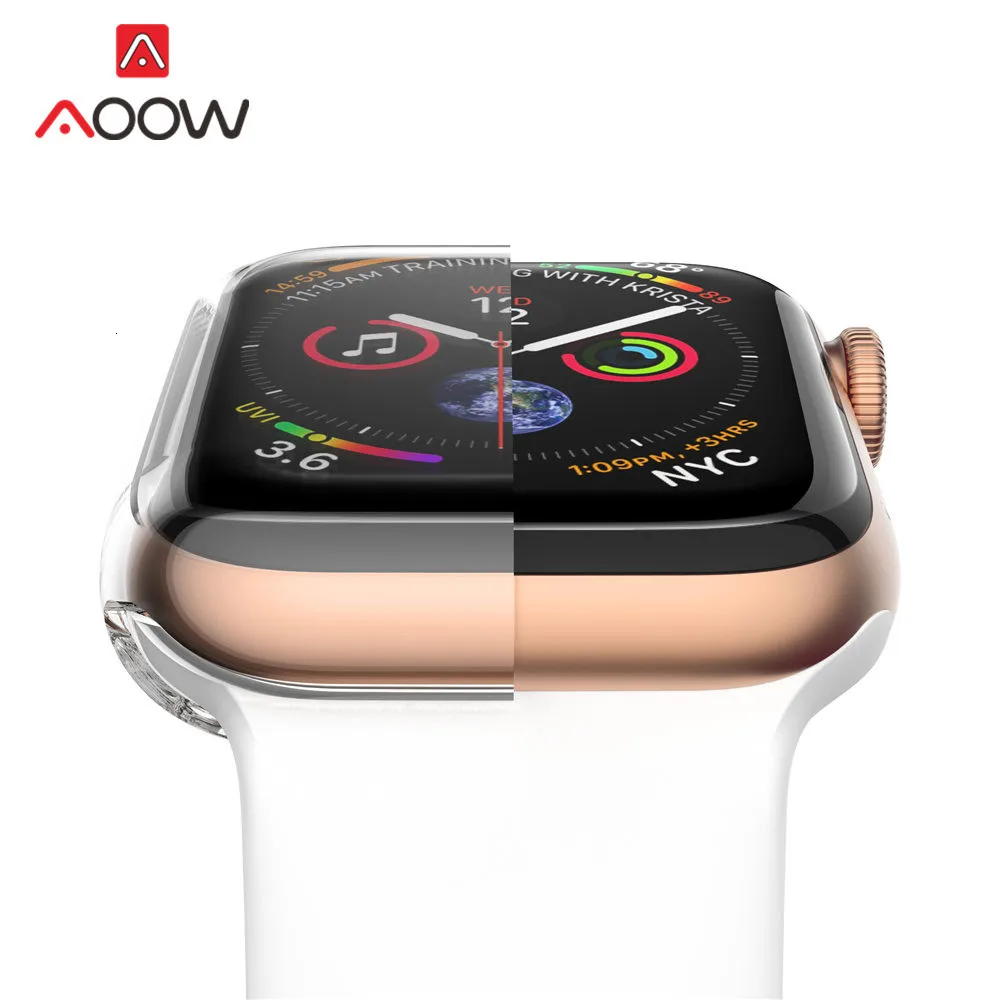 Мягкий ТПУ защитный чехол для экрана iWatch Apple Watch 2 3 4 40 мм 44 мм 38 мм 42 мм прозрачный 360 градусов Полная защита крышка ремешок