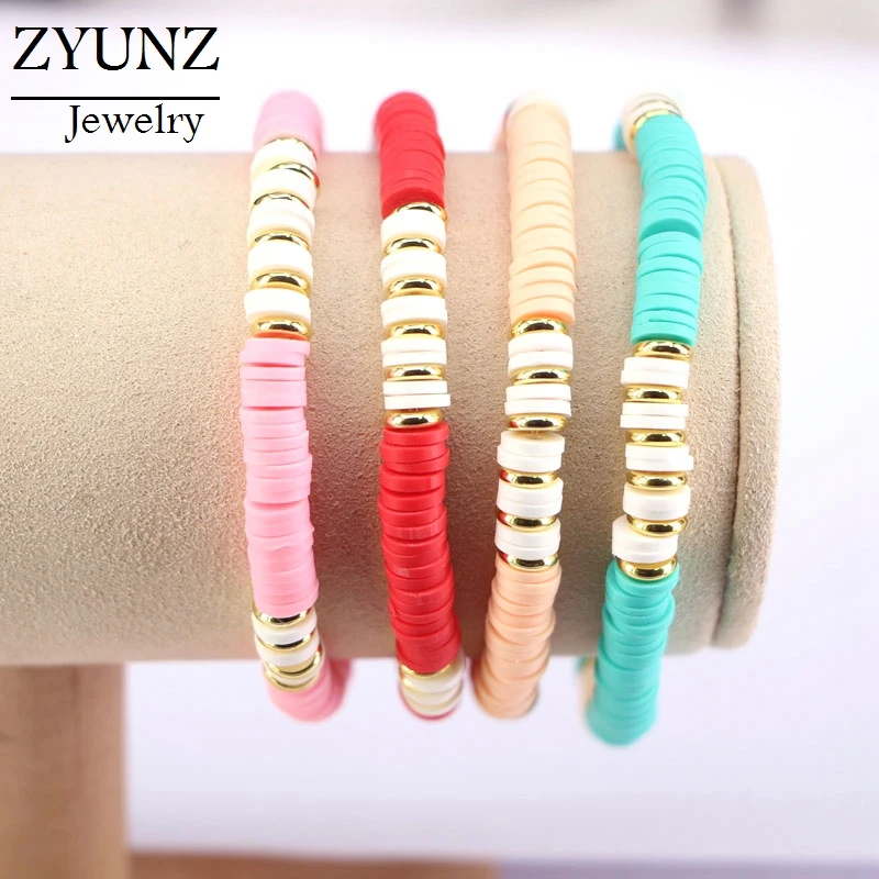 

12PCS, Polymer Clay Beads Bracelet Boho Jewelry Gift for Women Jewelry Beaded Charms Bracelet Wholesale