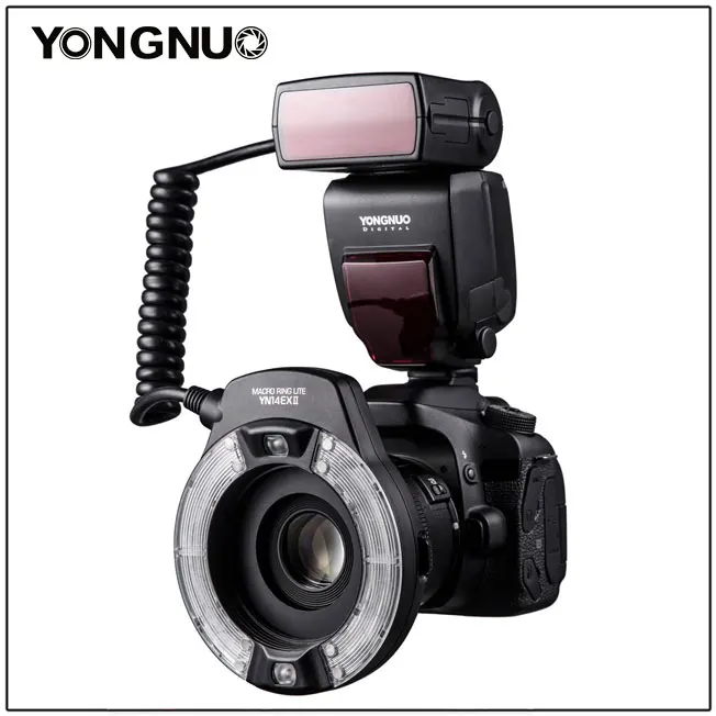 Yongnuo YN14EX II Макросъемка светодиодная Кольцевая вспышка M/TTL с 52 мм 58 67 72 кольцевой