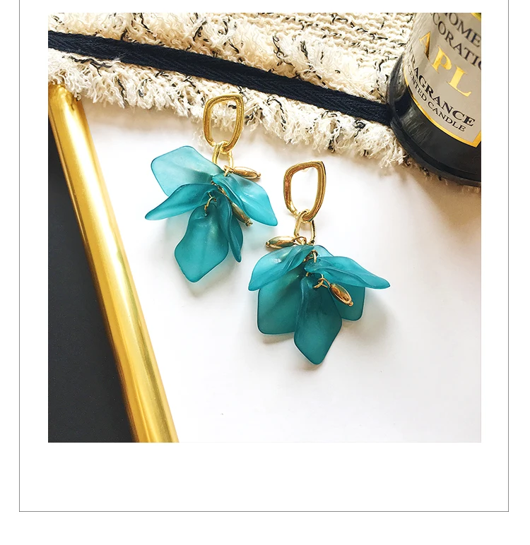 Aretes de mujer, современный стиль, дизайн, большие красные лепестки роз, серьги с кисточками, тренд, темперамент, летние корейские серьги для женщин - Окраска металла: 15