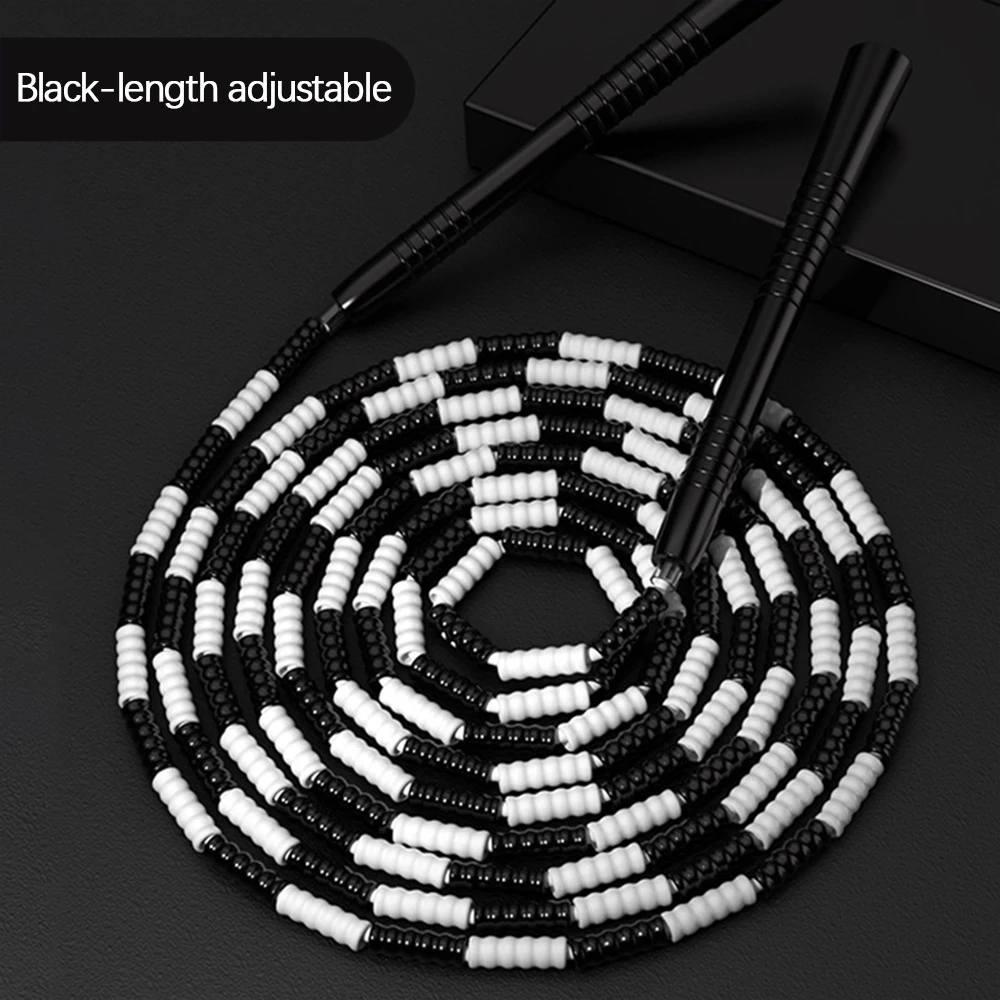 

2.8M Tricks Skills Jump Skipping Skip Rope PVC Bamboo Beginner Soft Beaded Beading Beads Basic Tangle Free Segmented Fitness