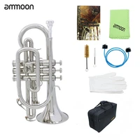 ammoon professional bb flat cornet brass instrument with carrying case gloves cleaning cloth brushes
