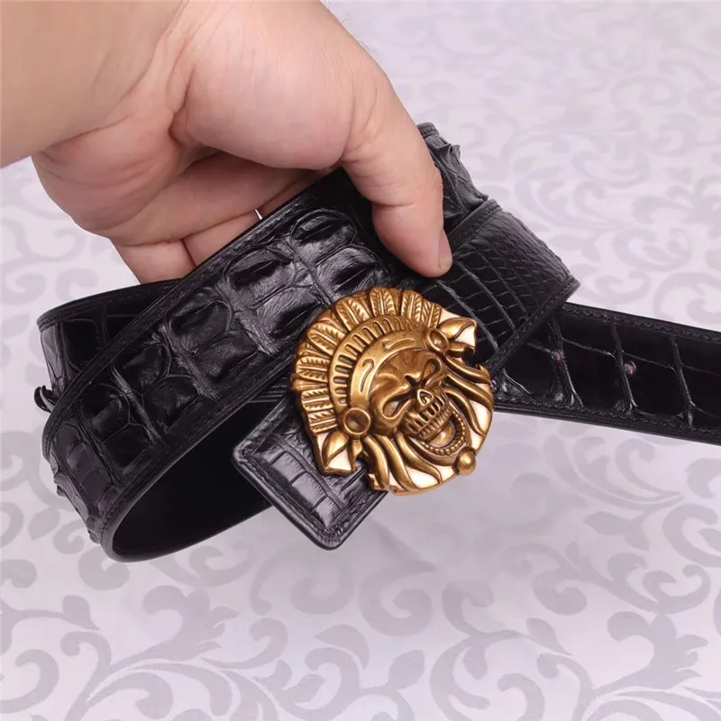 Уникальные дизайнерские подлинные мужские ремни из натуральной крокодиловой