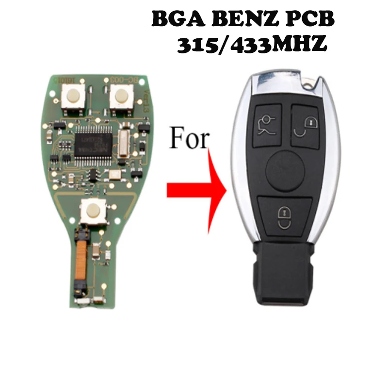 3 кнопки 433 умный дистанционный ключ PCB БЕСКЛЮЧЕВОЙ Брелок для Mercedes Benz 2000 +