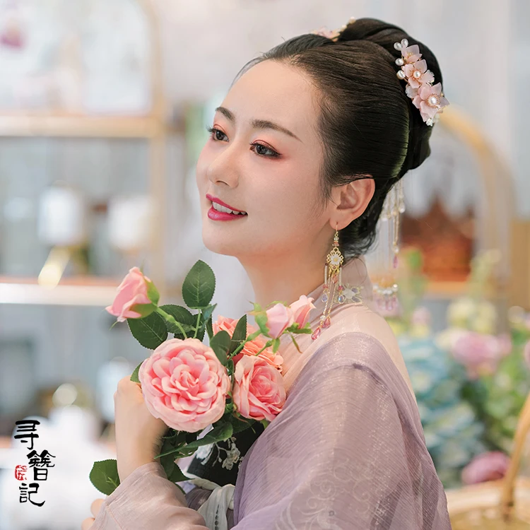 Аксессуары для волос Hanfu в старинном стиле жемчужная кисточка цветок шпилька шаг