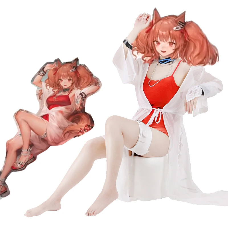 Arknights Angelina Cosplay Costume Sexy Red Thin Women Swimsuit Game Costumes Summer Beachwear Party Holiday | Тематическая одежда
