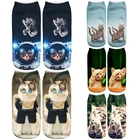 Новый смешной милый мультяшный котенок с 3D-принтом, нейтральные носки, креативный красочный мультяшный Кот, счастливая фотография для женщин