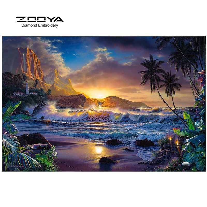 ZOOYA Алмазная вышивка 5D DIY Алмазная картина морской пейзаж, картина, выложенная алмазами Стразы Вышивка крестом украшение CJ317 - Цвет: CJ317-1