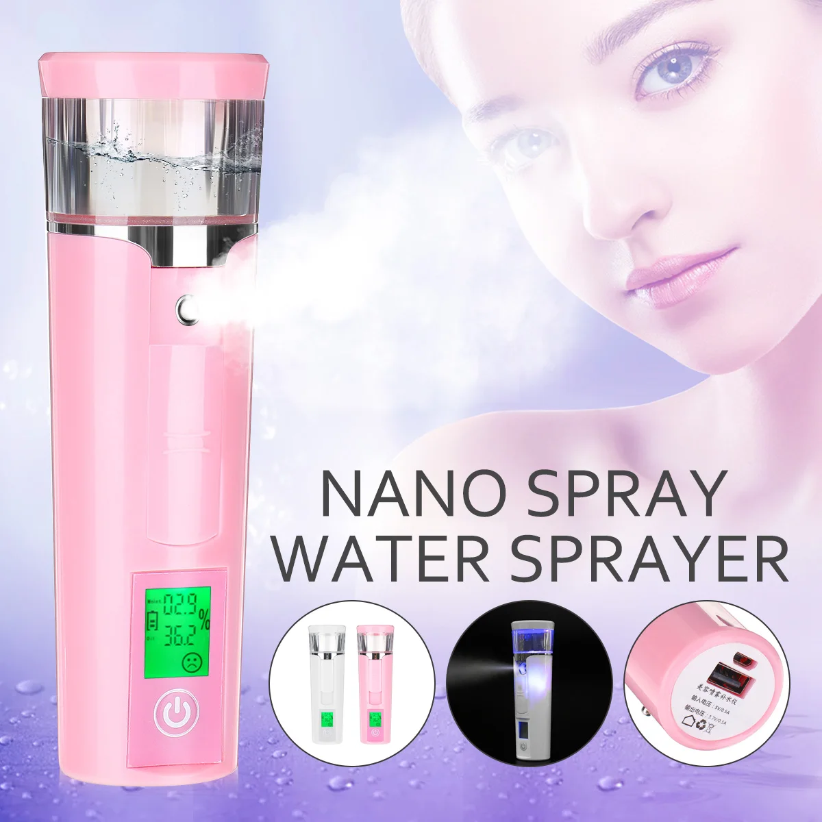 

40ML Portable Facial Steamer Rechargeable 1200mAh Battery Humidifier Nano Mister Facial Steamer Device Mini Nano Spray Mister