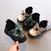 new girls boots 2021 autumn winter children fashion elegant wide pu leather bowtie rubber equestrain baby shoes kids girl bootie