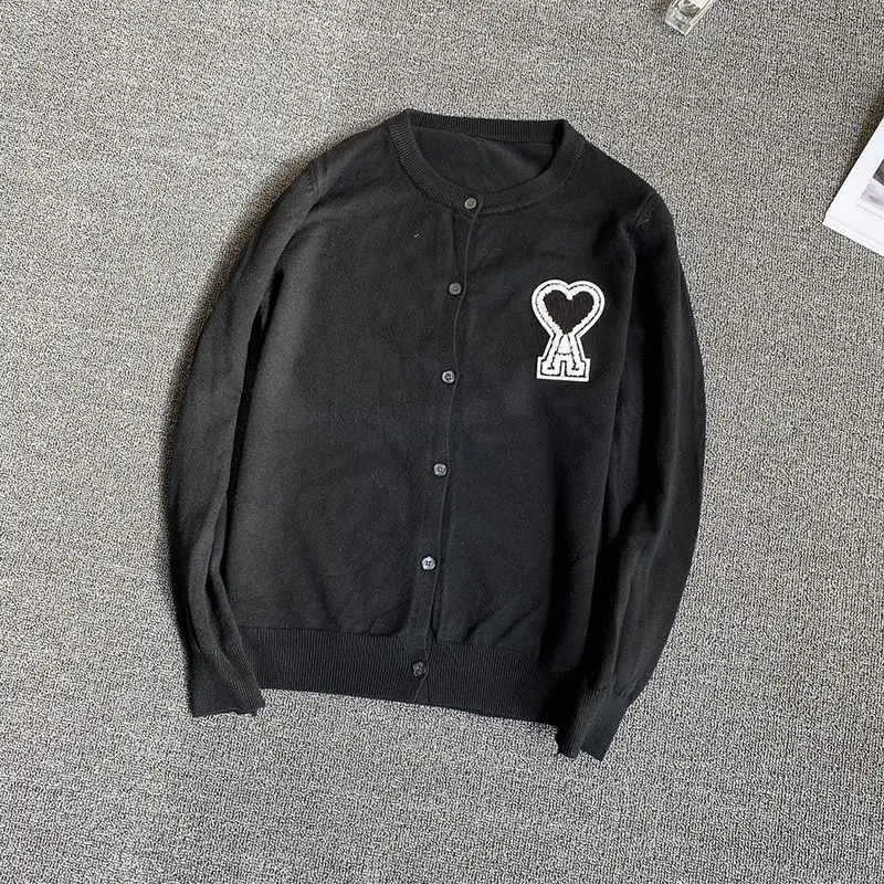 

2021 sweater cardigan women's round neck simple red heart a with small cardigan leisure big love coat spring and Autumn