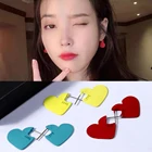 FSUNION 2022 Новые Модные Винтажные милые висячие серьги в форме сердца Красного цвета массивные маленькие серьги в форме сердца для женщин ювелирные изделия