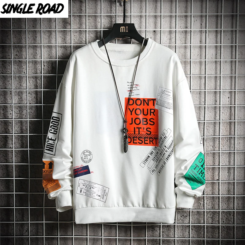 Однодорожные свитшоты с круглым вырезом для мужчин 2021 Харадзюку Японская