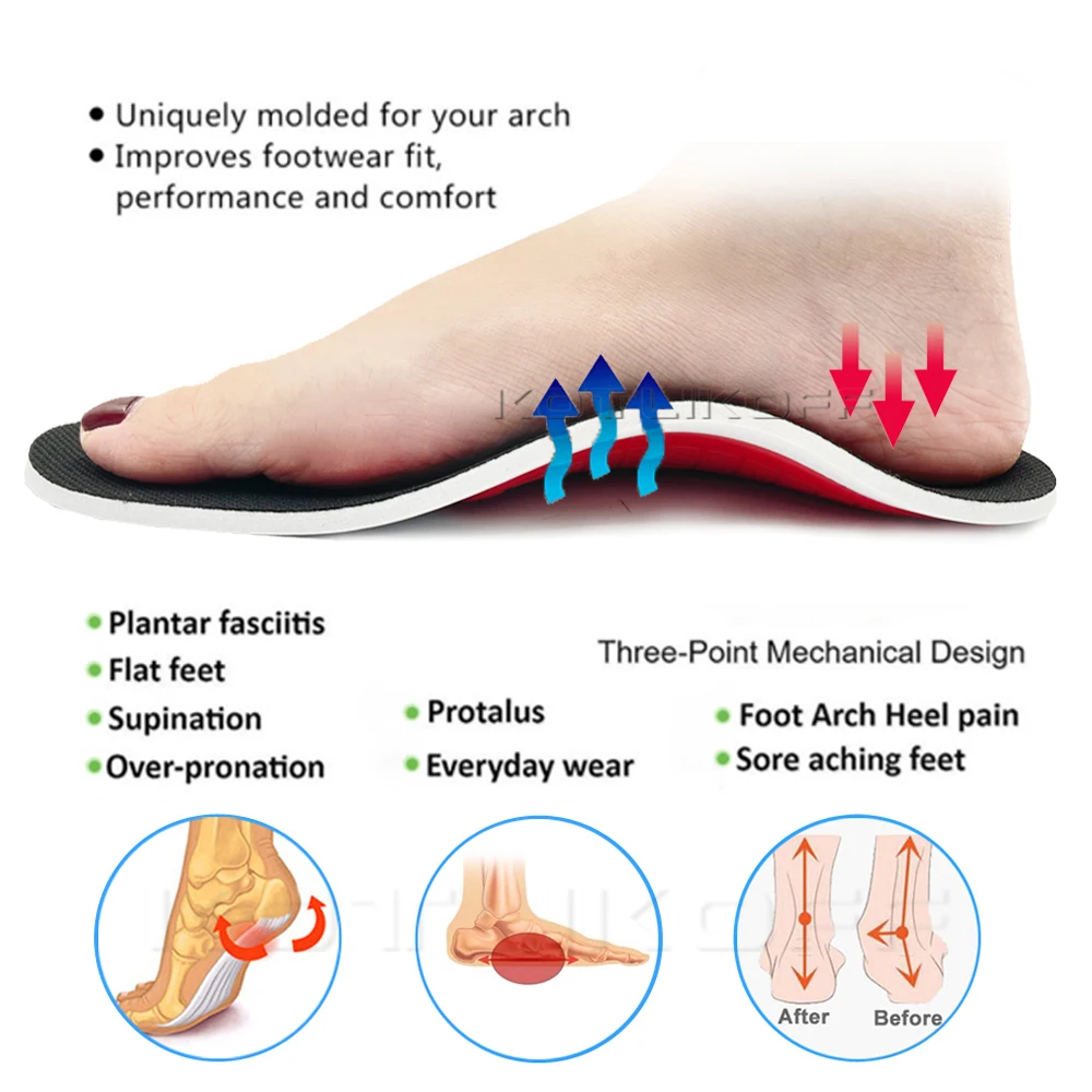 Orthotic Insoles High Arch Support Gel Pad Flat Feet Orthopedic Foot Pain Relief 3D Arch Support Insert Health Care Insoles
