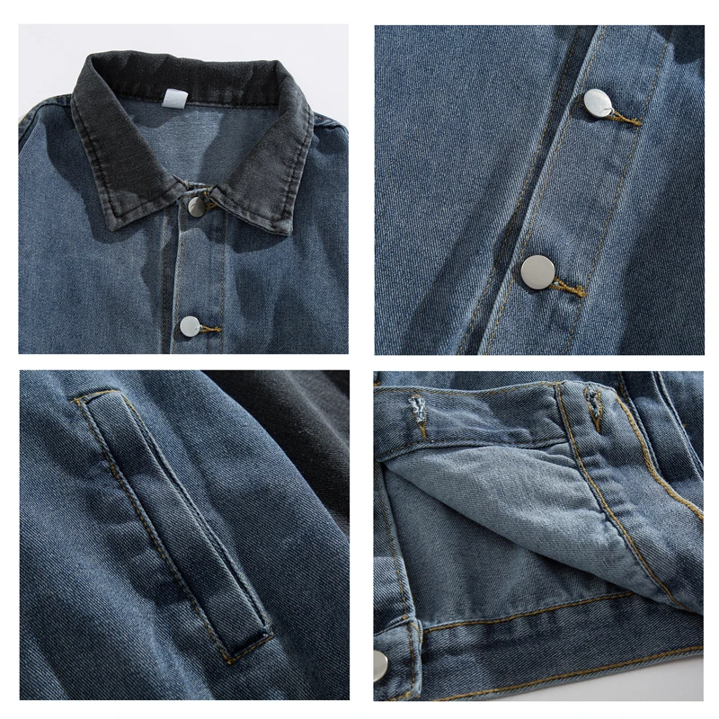 Куртка мужская демисезонная из денима однобортная свободная уличная одежда с