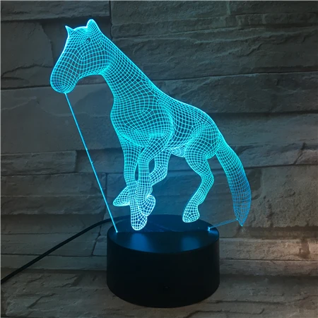 

3D-588 3D LED Night Light Lamp Friend Baby Gift Nightlight USB or Battery Powered Office Decorative Lamp 7/16 colors Horse