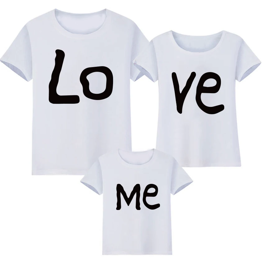 Одинаковая одежда с надписью LOVE ME хлопковая Футболка принтом семейный образ для