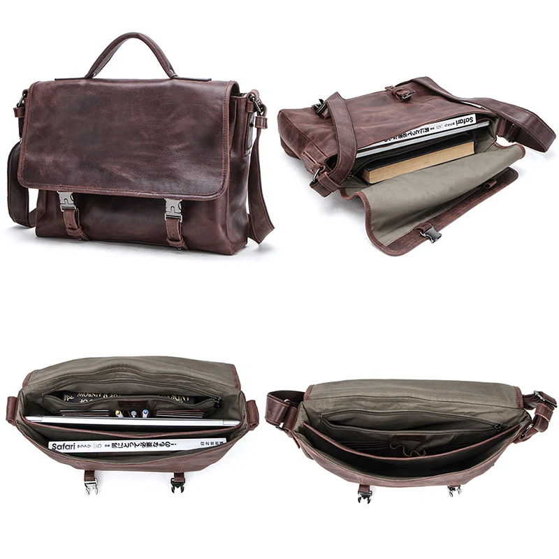 CONTACT'S Casual Men Bag Genuine Leather Briefcase Male Business Laptop Bags High Quality Messenger Bag Tote Handbags Bandolera