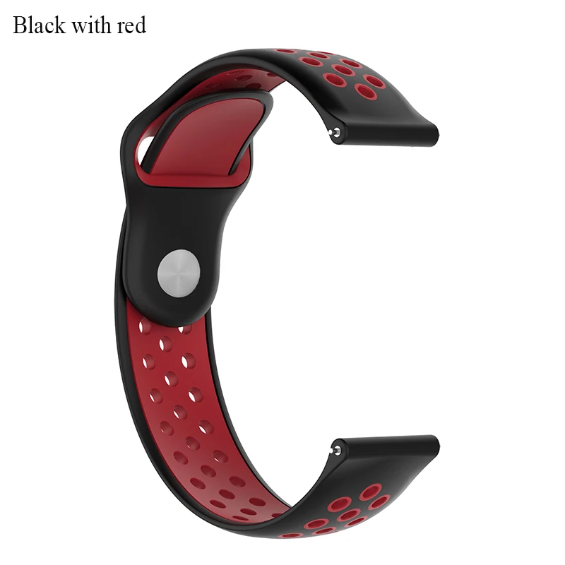 BOORUI ремешок для часов Huami Amazfit Bip двойной цвет 20 мм силиконовый ремешок 22 мм для xiaomi Amazfit - Цвет: Black with red