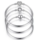 Женский браслет-цепочка серебристого цвета с подвеской в виде сердца, 171921 см