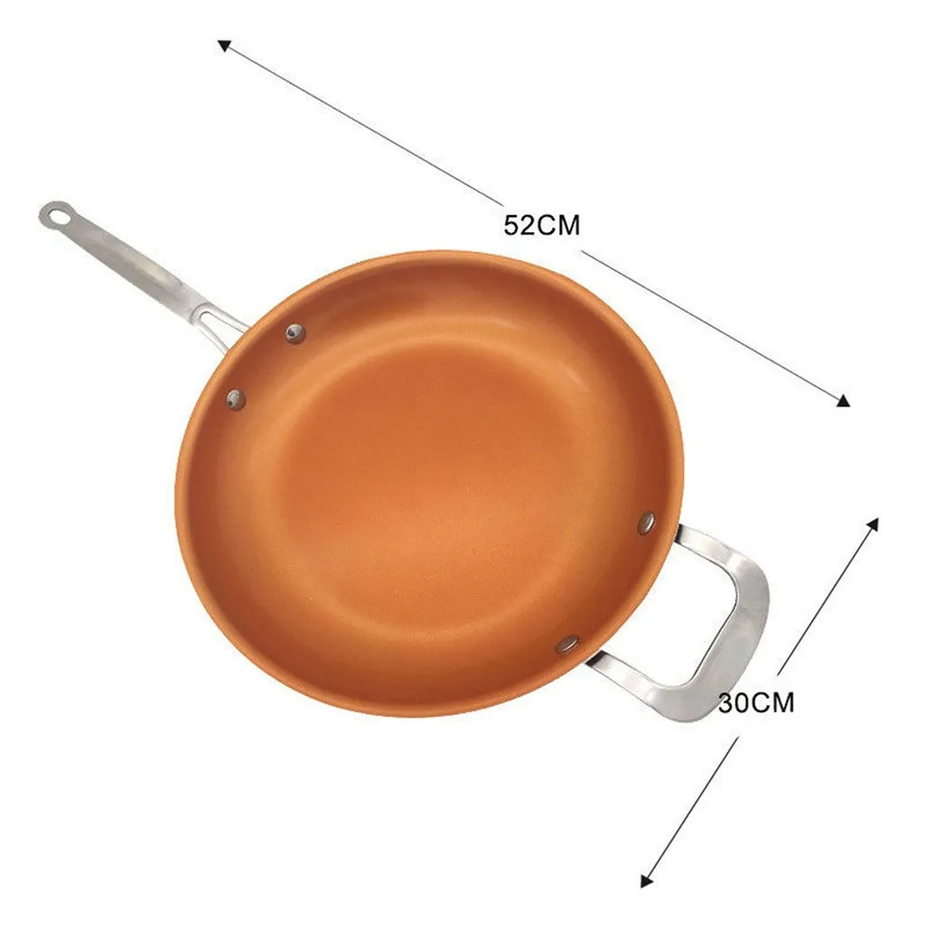 

0/12 InchThick Non-stick Copper Frying Pan Gas Cooker With Ceramic Coating and Induction Cooking Oven Safe Saucepan