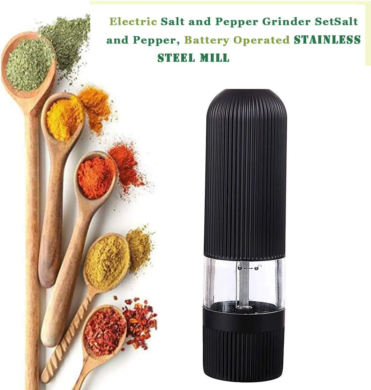 

Automatic Salt Pepper Grinder Set Electric Plastic Ceramic Burr Mill For Herb Pepper Spice Adjustable Kitchen Grinding Gadgets