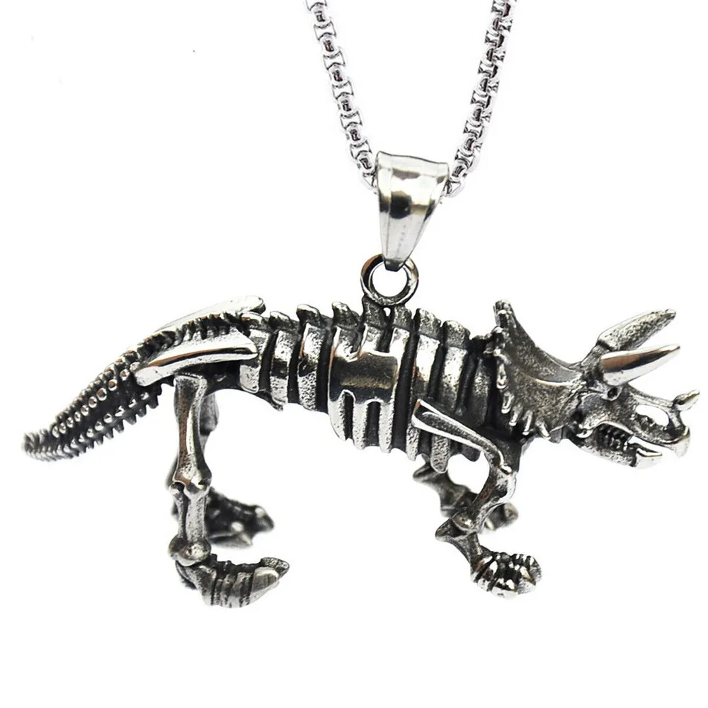 

Triceratops Skeleton Dinosaur Necklace Pendant Stainless Steel Jewelry
