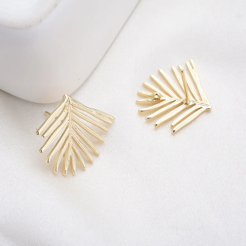 

Color Retention 18K True Gold Filled 20MM Leaf With Ring Stud Earrings DIY Jewelry Making Findings Accessories