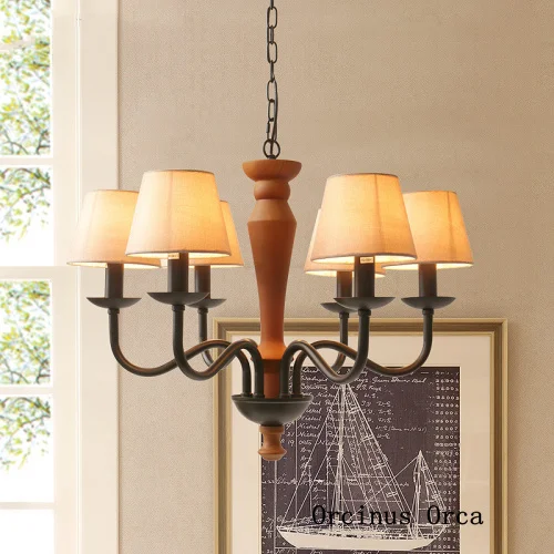 

Mediterranean Retro Green chandelier living room dining room bedroom American countryside LED cloth Chandelier