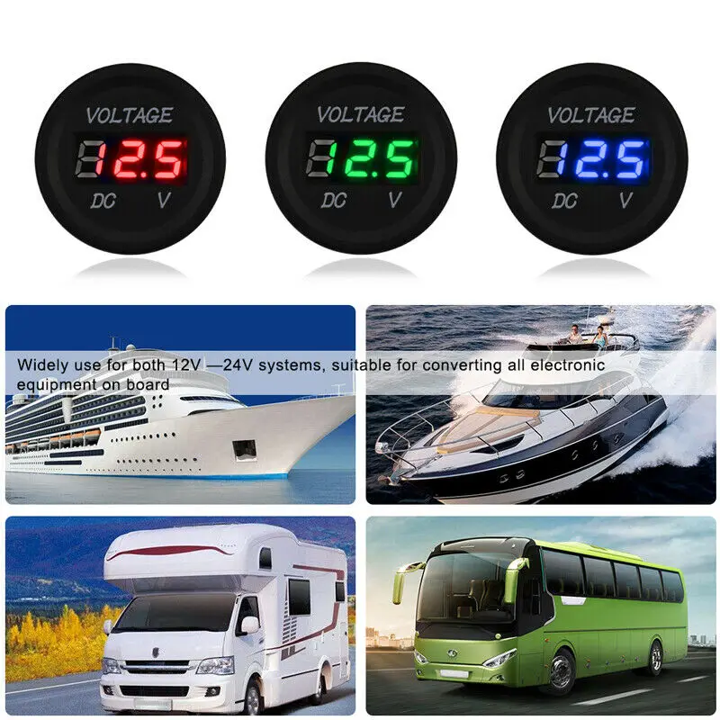 2 в 1 Автомобильный мотоцикл светодиодный цифровой вольтметр Амперметр