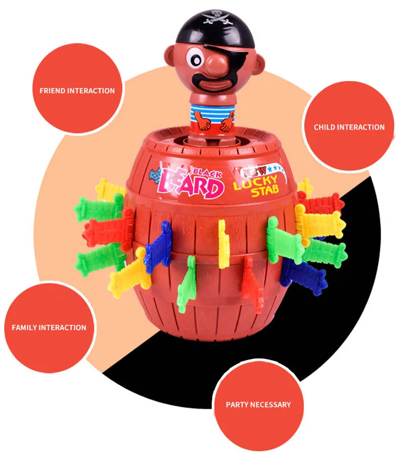 Kids Funny Gadget Pirate Barrel Game Toys for Children Lucky Stab Pop Up Toy Tricky Bucket Educational Interactive | Игрушки и хобби
