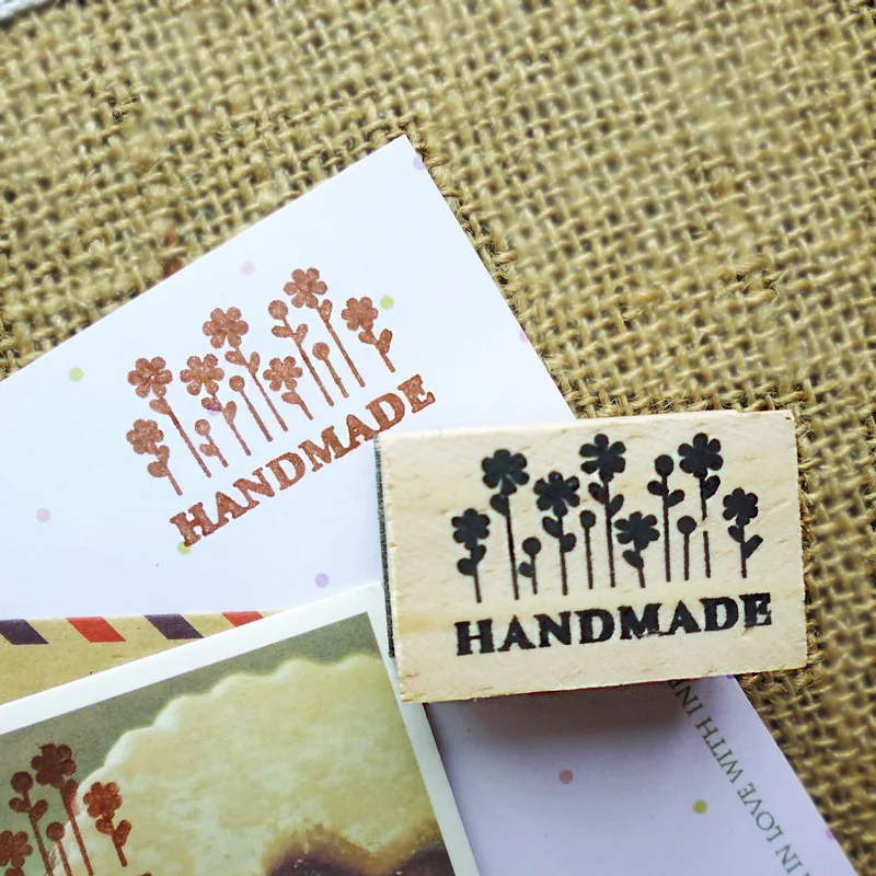 1 шт Маленькая деревянная резиновая печать с днем рождения ручной работы DIY