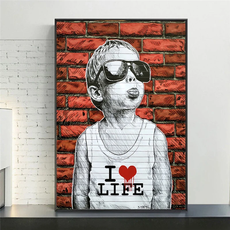 

Graffiti Art Naughty Boy With Tongue Out Posters and Prints Canvas Paintings Wall Art Pictures for Living Room Decor Cuadros