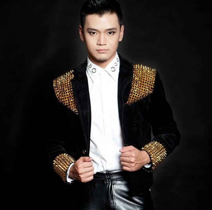 Новый стиль для мужчин модные черный красный певец Dj тонкий джентльмен вечерние