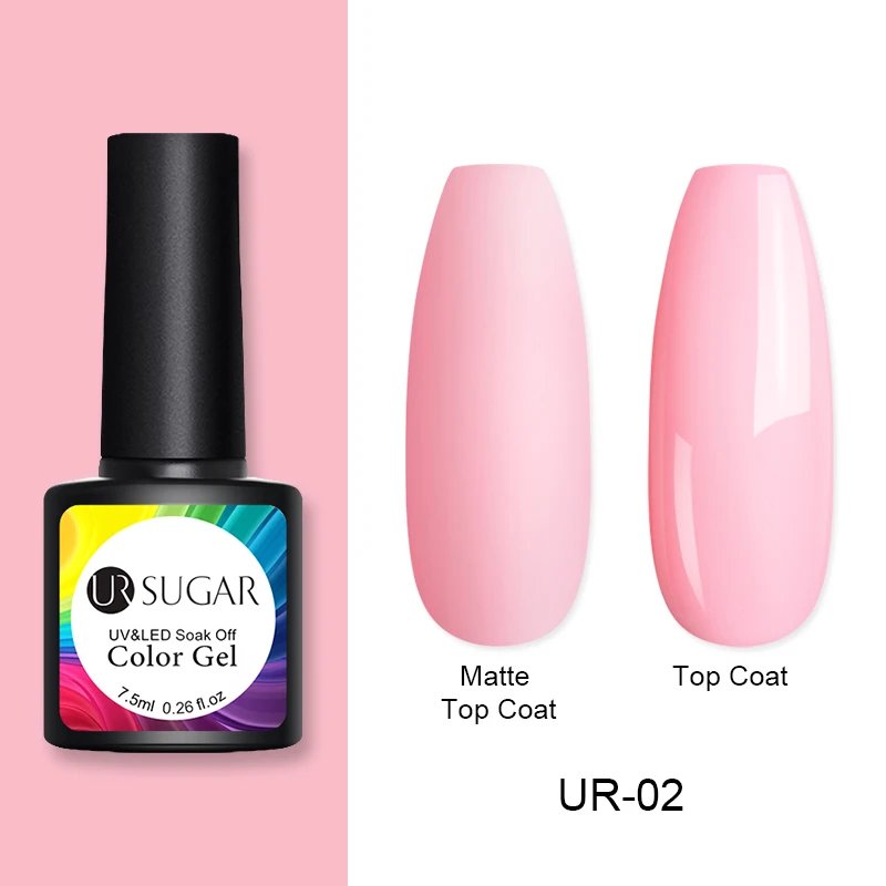 pink2 Ur Sugar 7,5 мл Одноцветный УФ-Гель-лак кофе полуперманентный впитывающий УФ-гель для дизайна ногтей Лак Матовый верхний слой гибридный лак - Цвет: pink2