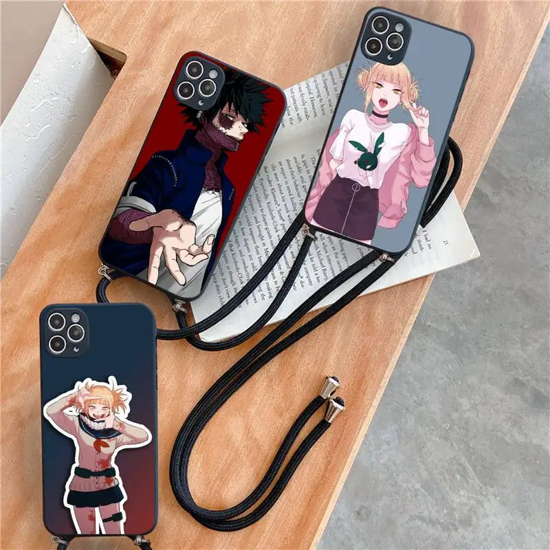 

Academia deku bakugou Phone Case For iPhone 7 8 11 12 X XS XR MINI Pro Max Plus Strap Cord Chain Lanyard soft