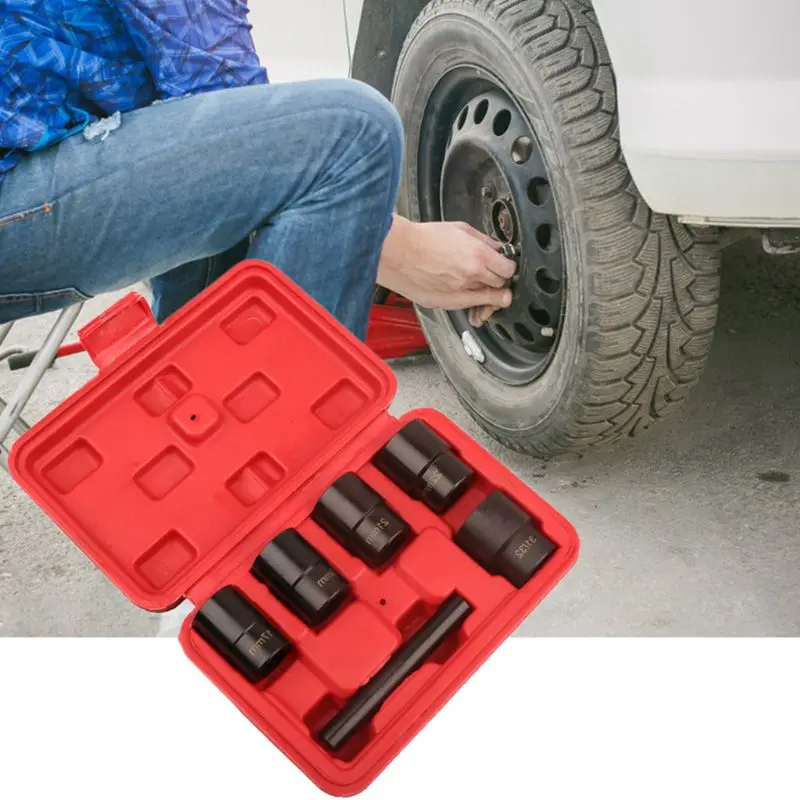 

6Pcs 1/2 inch Twist Socket 5 Damaged Worn Lug Nut Lock Remover Bolt Extractor Tool Set