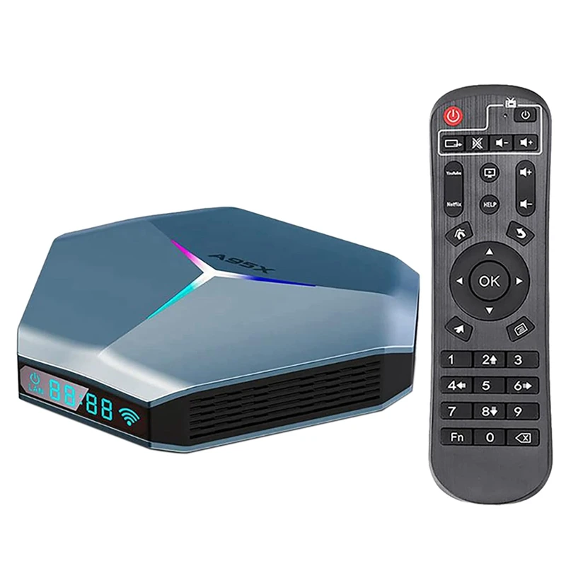 ТВ-приставка Android 8K видеовыход Wi-Fi 5 ГГц с RGB-подсветкой для потоковых устройств |