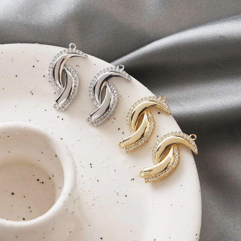 

Позолоченные ожерелья с подвеской в виде Луны 14 к, 2 шт., инкрустация Цирконом для ювелирных изделий, компоненты ручной работы, медные аксесс...